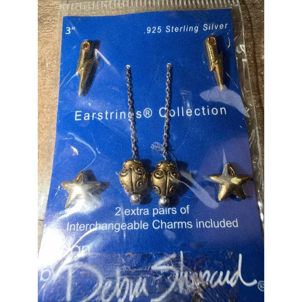 Vtg Debra Shepard 925 Sterling Silver Dangle Earring 3" Interchangeable Charms - Picture 9 of 10